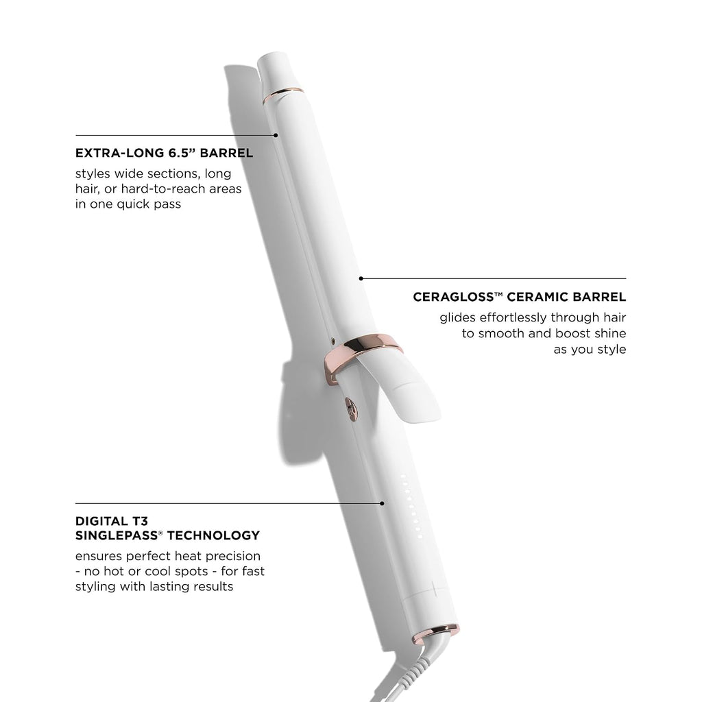 T3 SinglePass Curl X Extra-Long Barrel 1', 1.25', 1.5' Curling Iron with 9 Heat Settings and Ceramic Barrel for Fast Styling and Lasting Results on All Hair Types