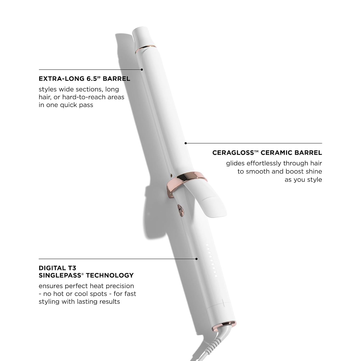 T3 SinglePass Curl X Extra-Long Barrel 1', 1.25', 1.5' Curling Iron with 9 Heat Settings and Ceramic Barrel for Fast Styling and Lasting Results on All Hair Types
