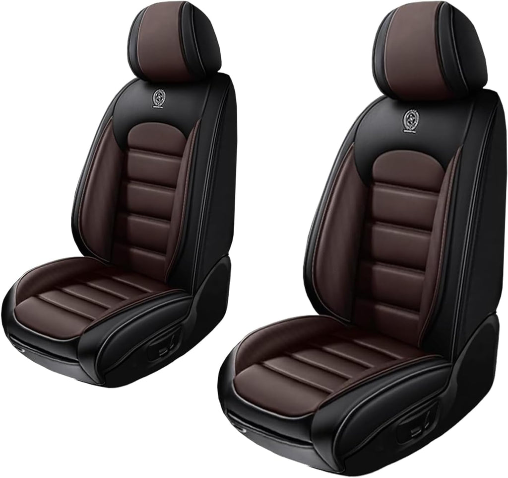 2 Seat Covers for Volvo XC90 2006-2024 Leather Car Seat Covers Waterproof Soft Car Seat Protectors Comfort Premium Automotive Seat Covers with Airbag（Standard,Black+Coffee）