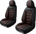 2 Seat Covers for Volvo XC90 2006-2024 Leather Car Seat Covers Waterproof Soft Car Seat Protectors Comfort Premium Automotive Seat Covers with Airbag（Standard,Black+Coffee）
