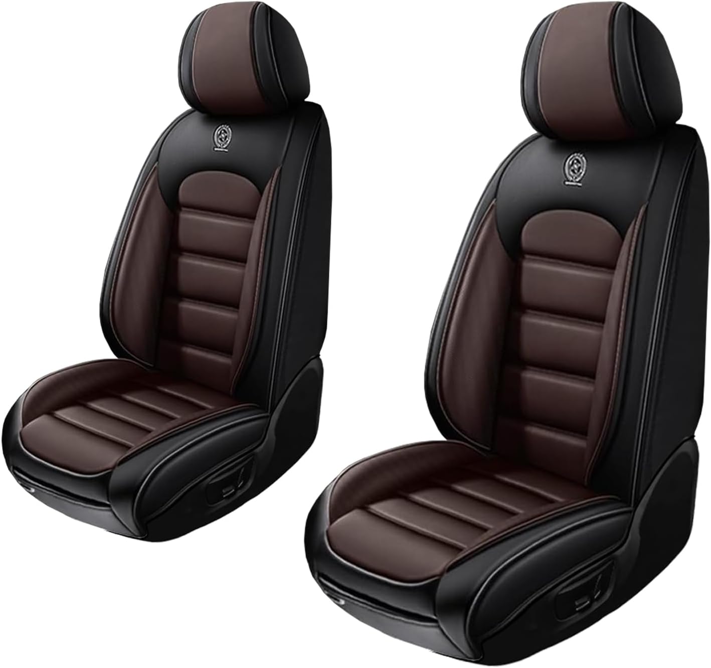 2 Seat Covers for Volvo XC90 2006-2024 Leather Car Seat Covers Waterproof Soft Car Seat Protectors Comfort Premium Automotive Seat Covers with Airbag（Standard,Black+Coffee）