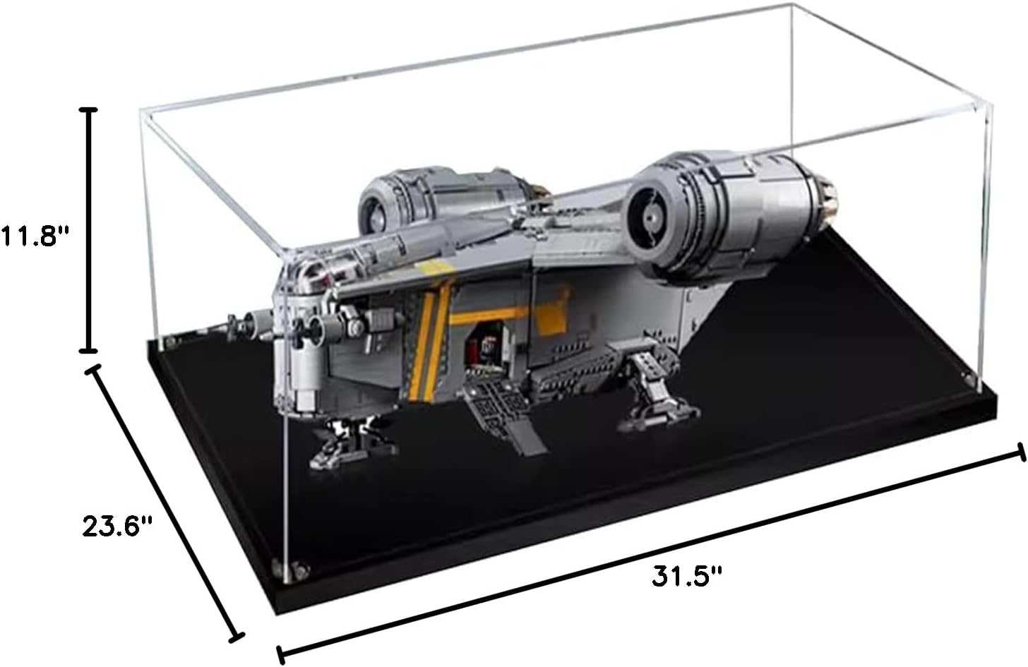 Display Case for Lego The Razor Crest 75331, Dustproof, UV-Protected, Custom Fit Showcase, Gifts for Lego Lovers (Transparent 2mm-75*55*30)
