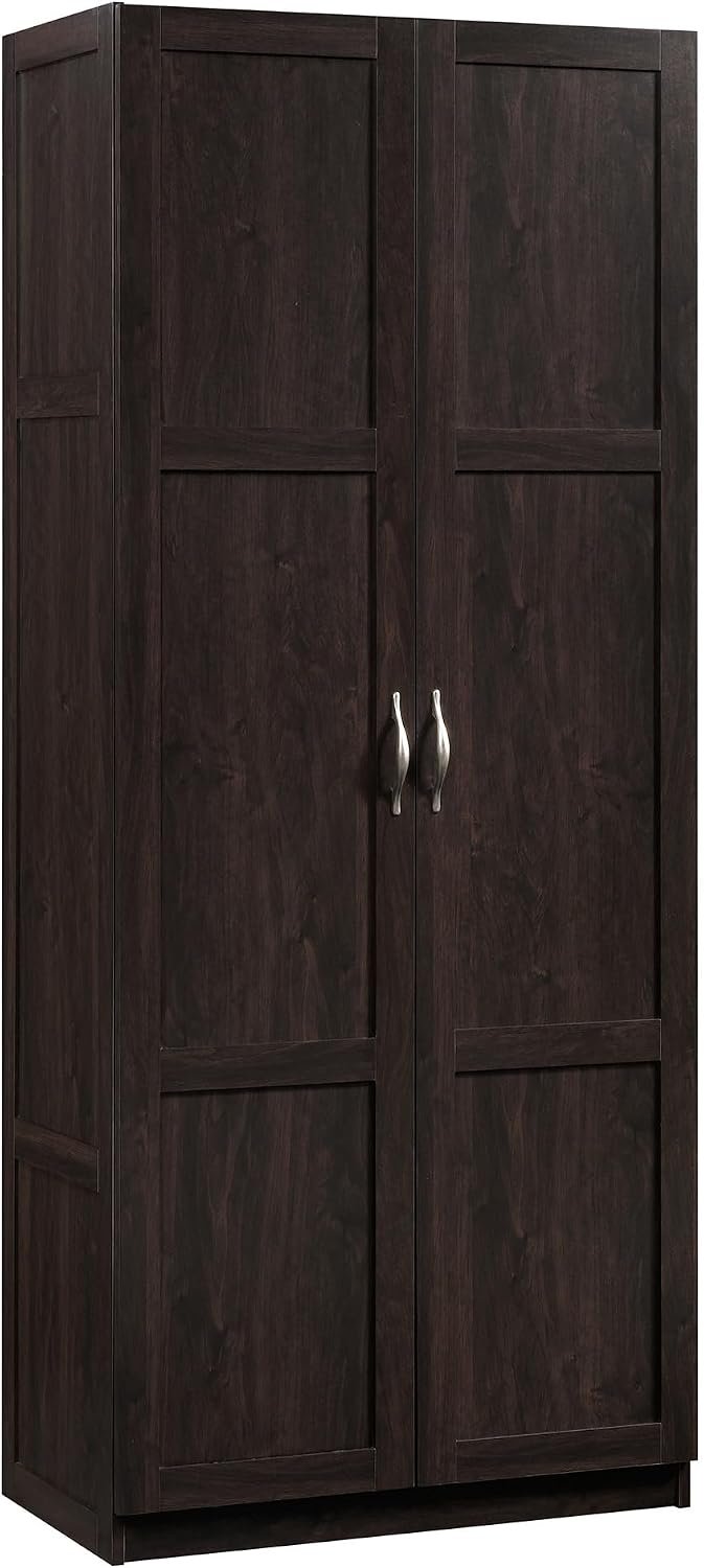 Sauder Storage Cabinet/ Pantry cabinets, 29.61 ' x D: 16.02 ' x H: 71.50', Cinnamon Cherry finish