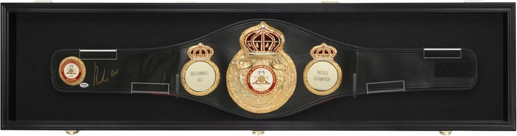 54' Wrestling Championship Title Belt Display Case Boxing Belt Wall Mount Display Case Shotgun Cabinet Belt Buckle Shadow Box W/98% UV Acrylic Door Lockable Black Background Black Frame