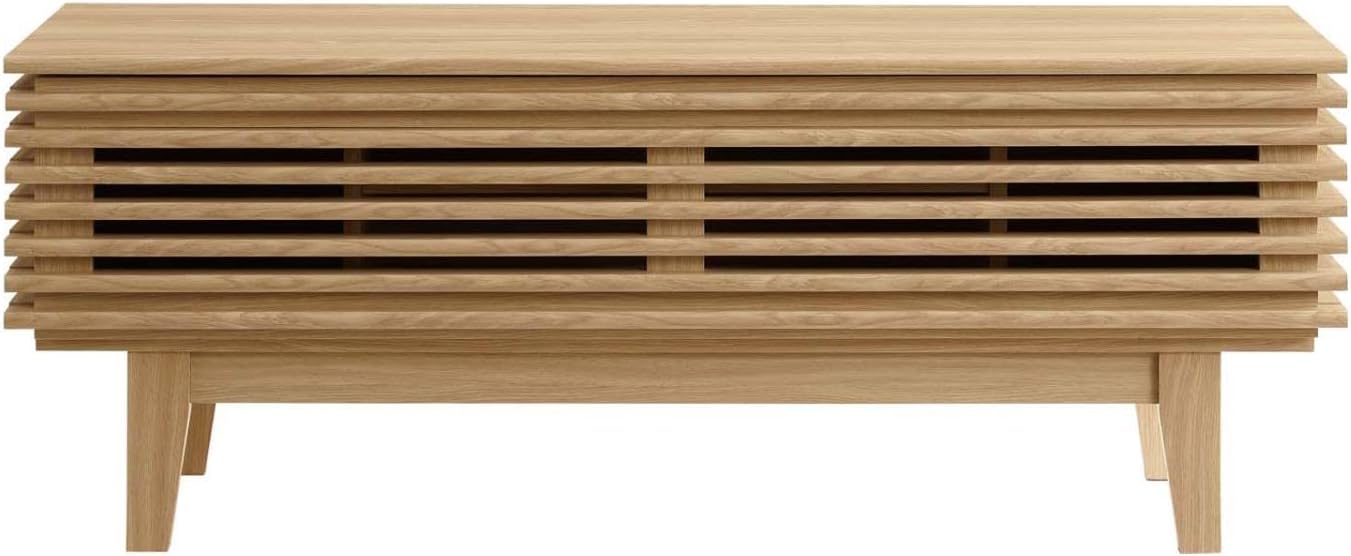 Modway Render Mid-Century Modern Low Profile 46 Inch TV Stand in Oak, 46'