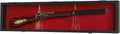 43' Single Rifle Shotgun Display Case Wall Rack Cabinet w/UV Protection, Lock, GN18(RED) (Black)