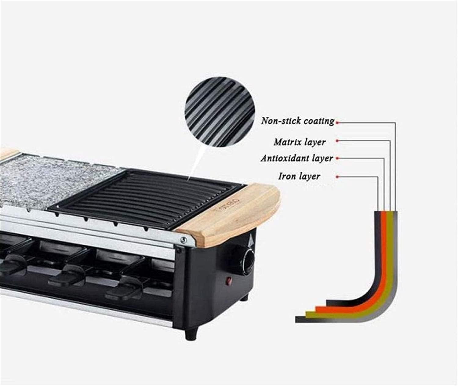 Korean BBQ Grill Electric Smokeless Portable BBQ Indoor Barbecue Grill Water Filled Drip Tray Reduced Odour Smoke, with 8 Baking Pans 1800 W,Portable Nonstick Griddle