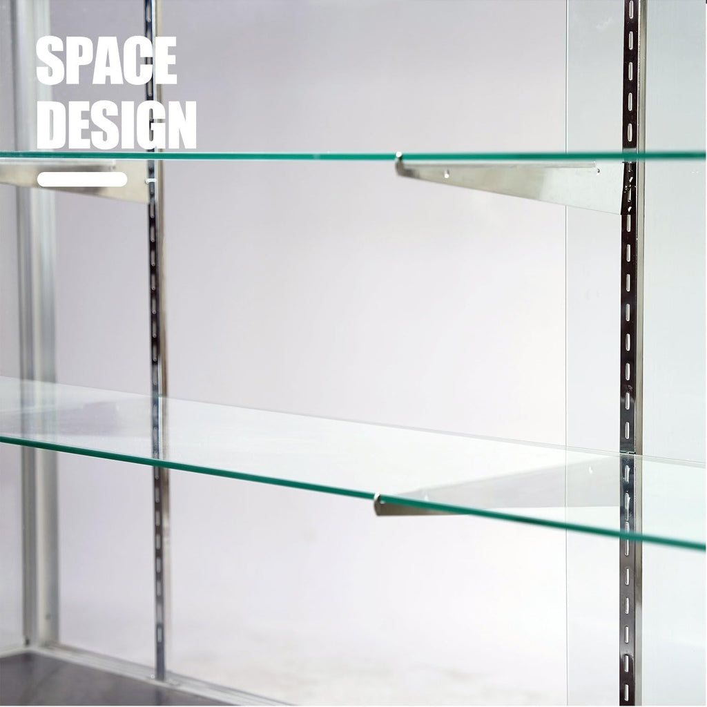 48'D * 20'W * 38'H - Retail Full Vision Showcase - Glass Display Cabinet with Black Aluminum Frame and led Lights