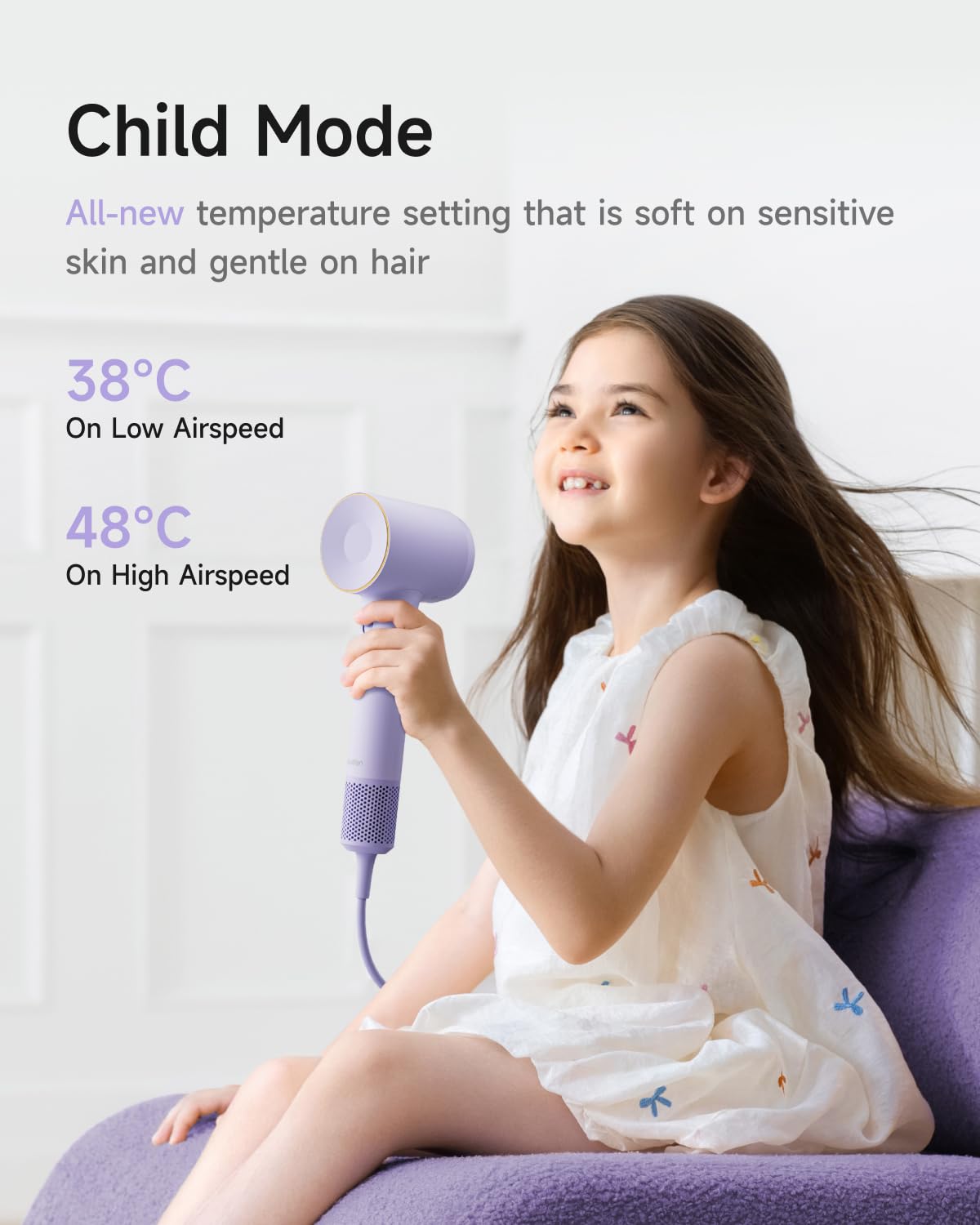 Laifen Hair Dryer SE 2, 200 Million Negative Ionic Blow Dryer with Child Mode and 108,000 RPM Brushless Motor, Fast Drying High-Speed Low Noise Hairdryer with Magnetic Attachments, HD130