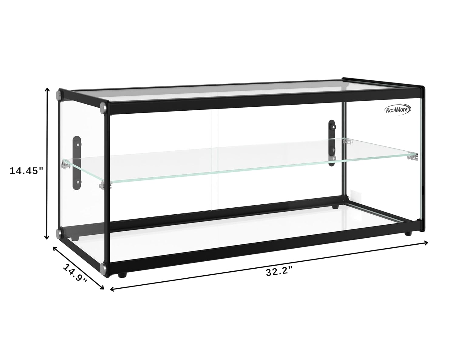 KoolMore 33 in. 2 Tiered Pastry Display Case with Glass Shelf and Sliding Door, 3.2 cu. ft. Capacity, ETL Listed (KM-DC-3CSBK)
