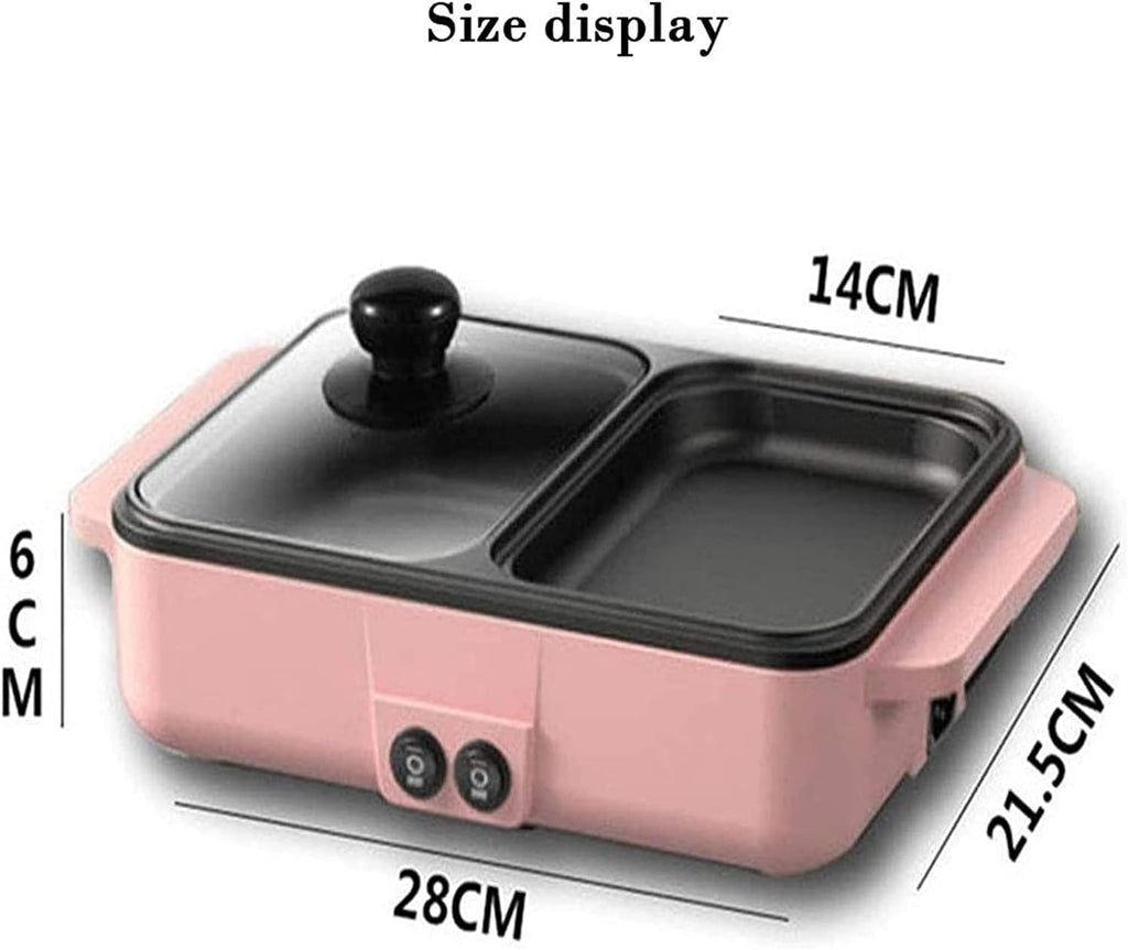 Indoor Korean Barbecue Grill Electric Skillet Grill Combo, Indoor BBQ Grill, Stew And Hot Pot With Non Stick Pan, Tempered Glass Vented Lid, 110v/220v Household Electric Grill Smokeless Removable (Co