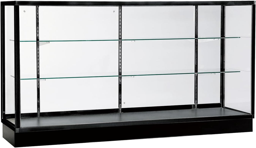 70'D * 20'W * 38'H - Retail Full Vision Showcase - Glass Display Cabinet with Black Aluminum Frame and led Lights