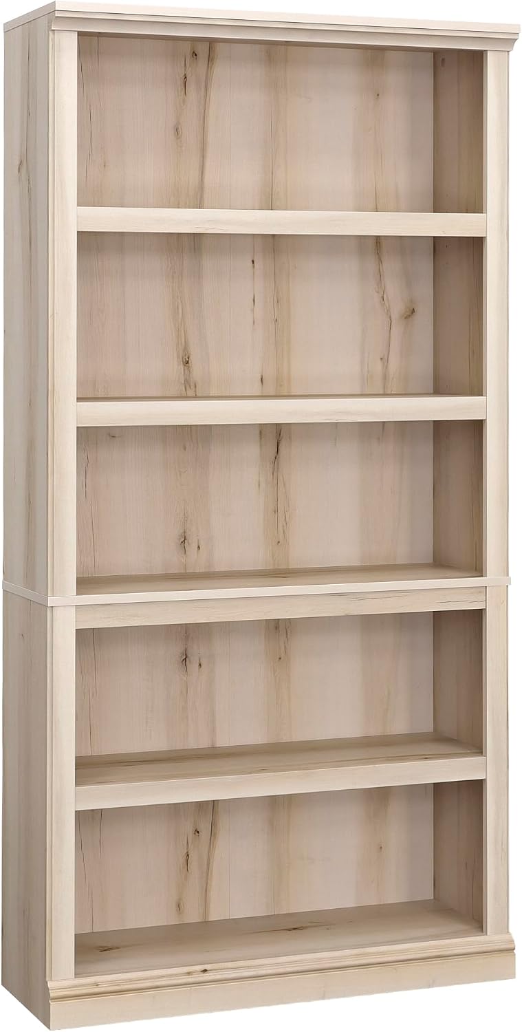 Sauder 5 Tier Book Shelf Wooden Bookcase Multipurpose Bookshelf for Home Office, Living Room, in Pacific Maple