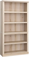 Sauder 5 Tier Book Shelf Wooden Bookcase Multipurpose Bookshelf for Home Office, Living Room, in Pacific Maple