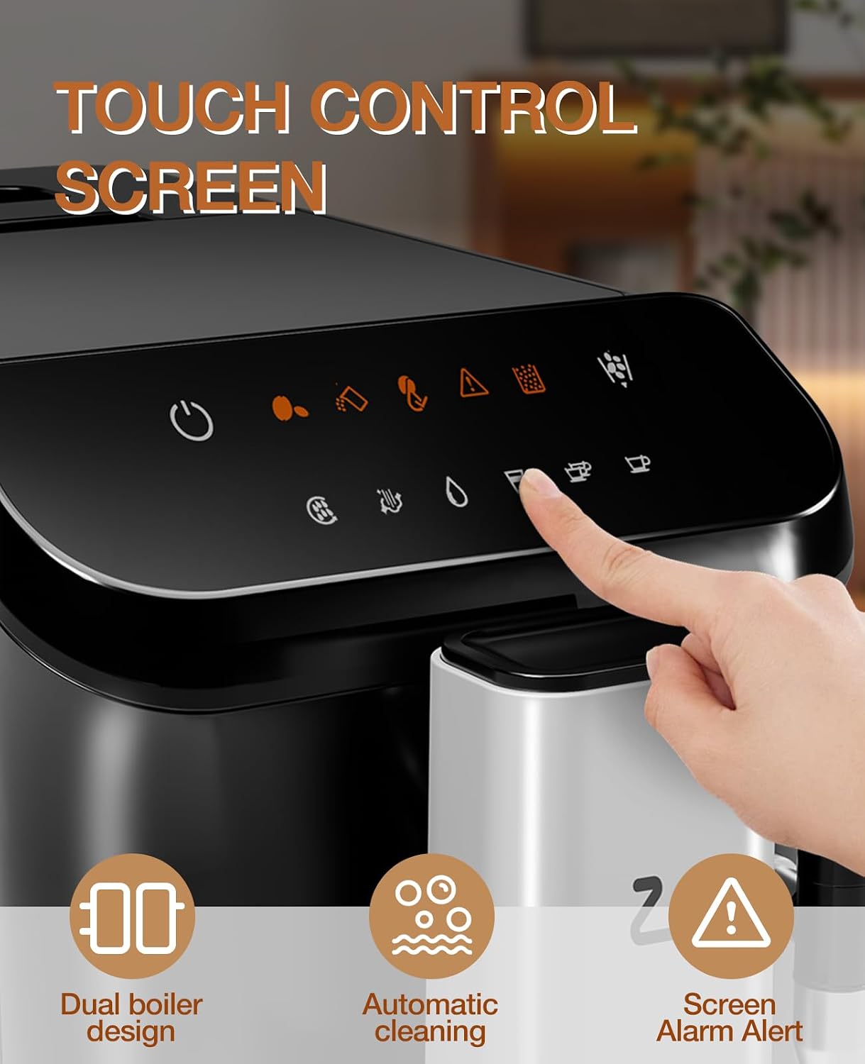 Fully Automatic Coffee Machine, 20 Bar Professional Espresso Machine with Grinder & Milk Frother, 1-15 Adjustable Grind Size Levels, 1.5L Water Tank, Cappuccino & Latte Machine for Home