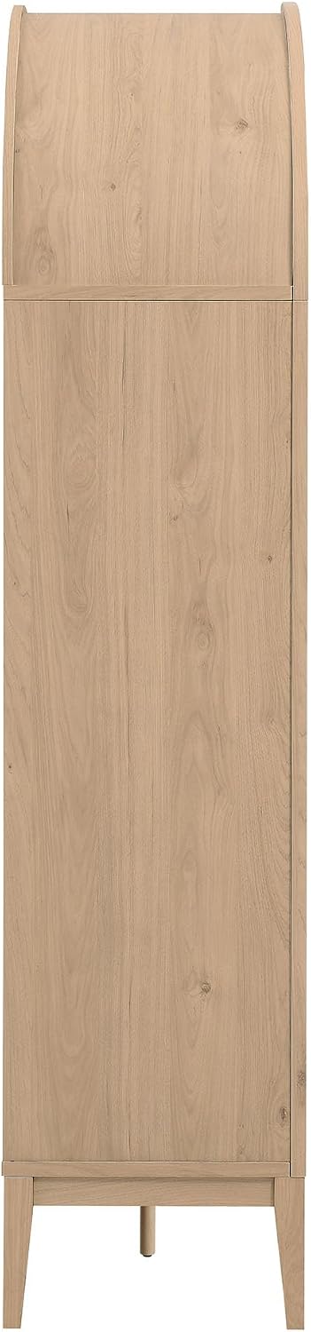 Modway Nolan Tall Arched Storage Display Cabinet in Light Oak - 74 Inch Arch Bookshelf with Open and Closed Shelving - Modern Accent Cabinet for Living Room, Dining Room