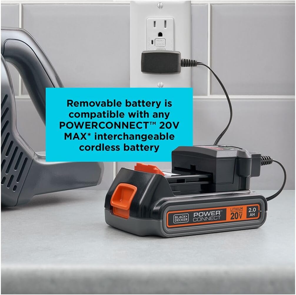 BLACK+DECKER POWERSERIES 20V MAX Cordless Stick Vacuum Cleaner, Household Vacuum Cleaners for Hardwood Floors and Carpet, LED Lights, Detachable, Anti-Tangle, Lightweight, Bagless (BHFEA18D1)