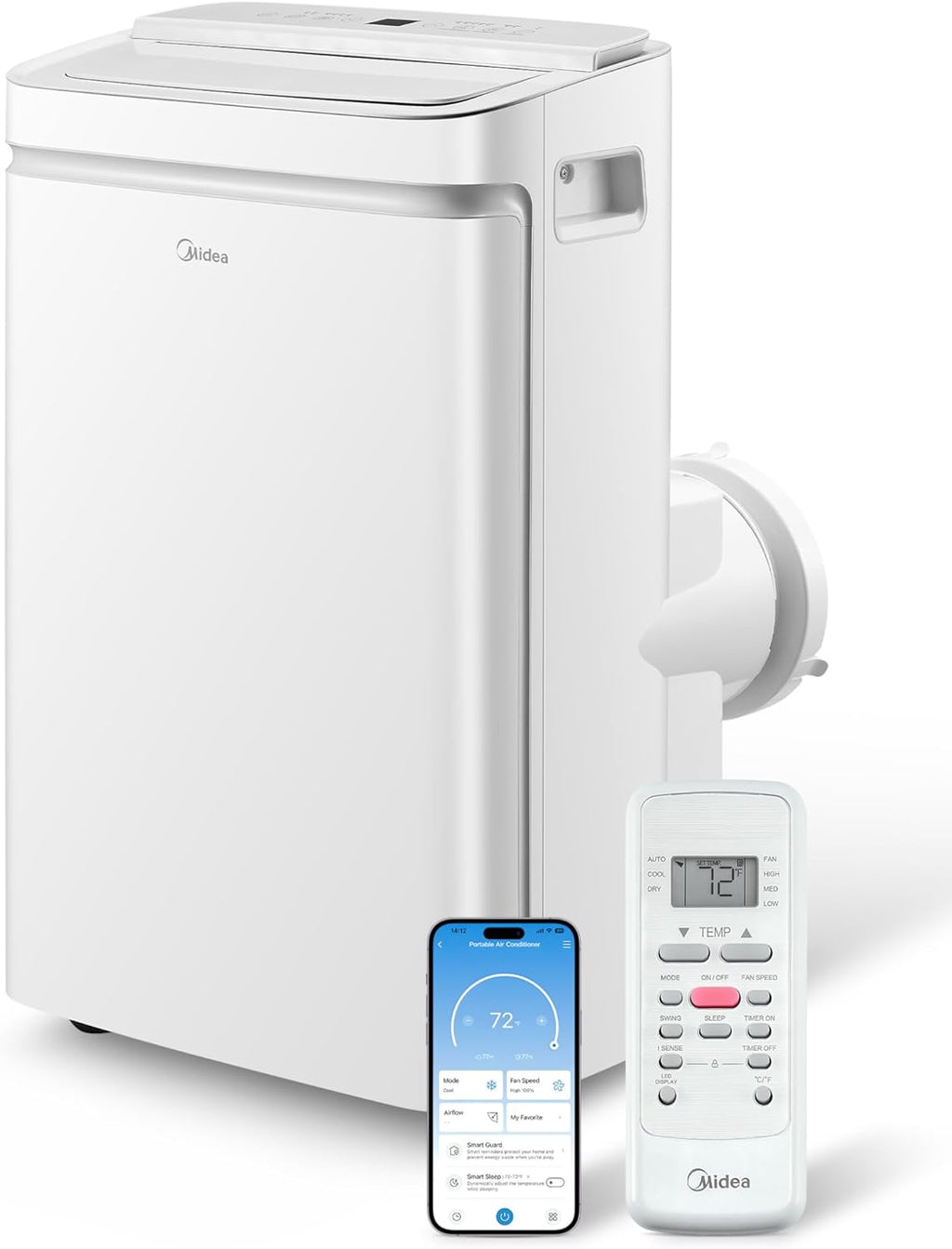 Midea 13,000 BTU ASHRAE (10,000 BTU SACC) Dual Hose Portable Air Conditioner with Inverter, Remote Control, Cools up to 450 Sq Ft, Smart Wi-Fi Connects to Alexa/Google Assistant, Window Kit Included