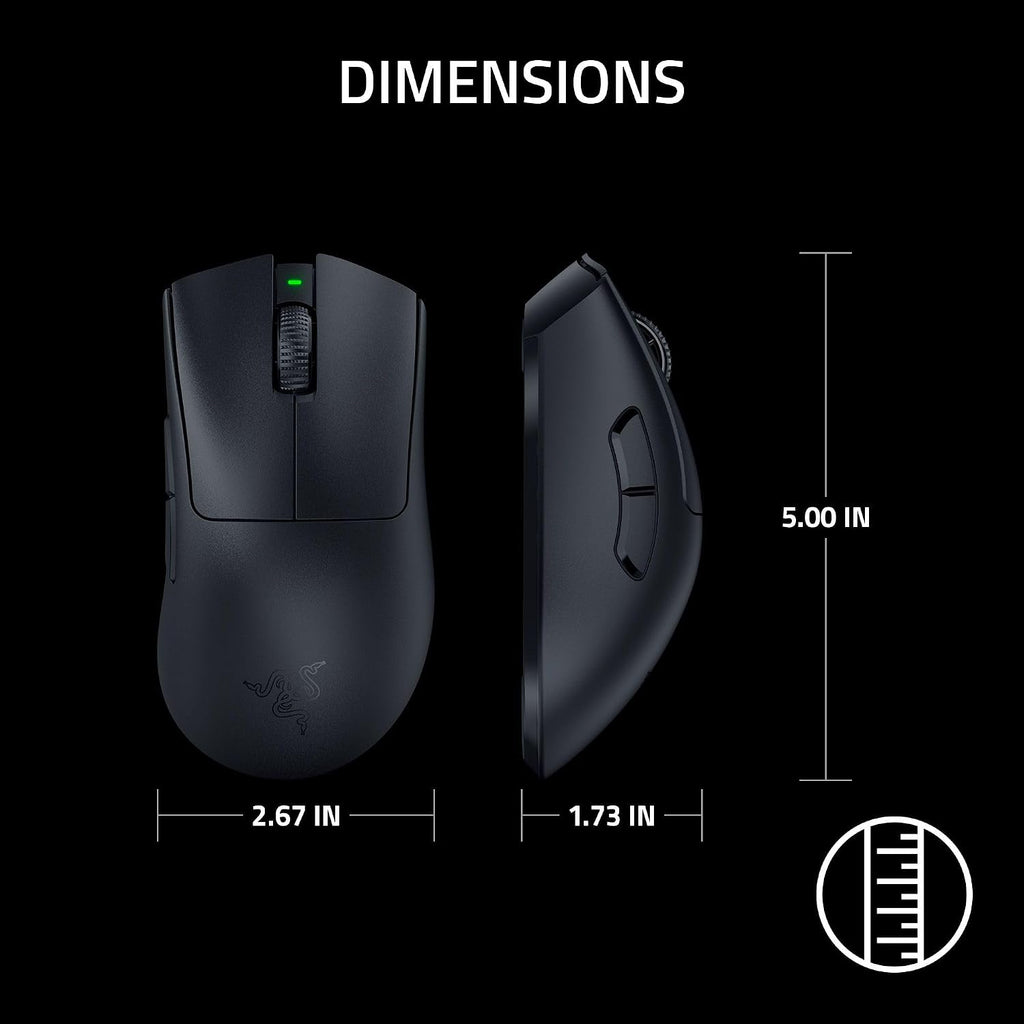 Razer DeathAdder V3 Pro - Black Ultra-lightweight Wireless Ergonomic Esports Mouse - Optical - Cable/Wireless - Radio Frequency - 2.40 GHz - Rechargeable - Black - USB - 30000 dpi - Scroll Wheel - 5 B