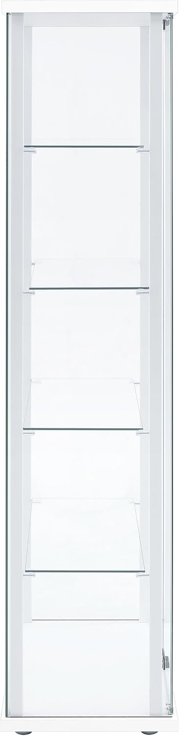 Coaster Home Furnishings - Delphinium - Glass - 4-Shelf Curio Cabinet with Wood Top and Base, Two Doors, and Chrome Hardware - Living Room - 64-Inch - White - 950170WHT