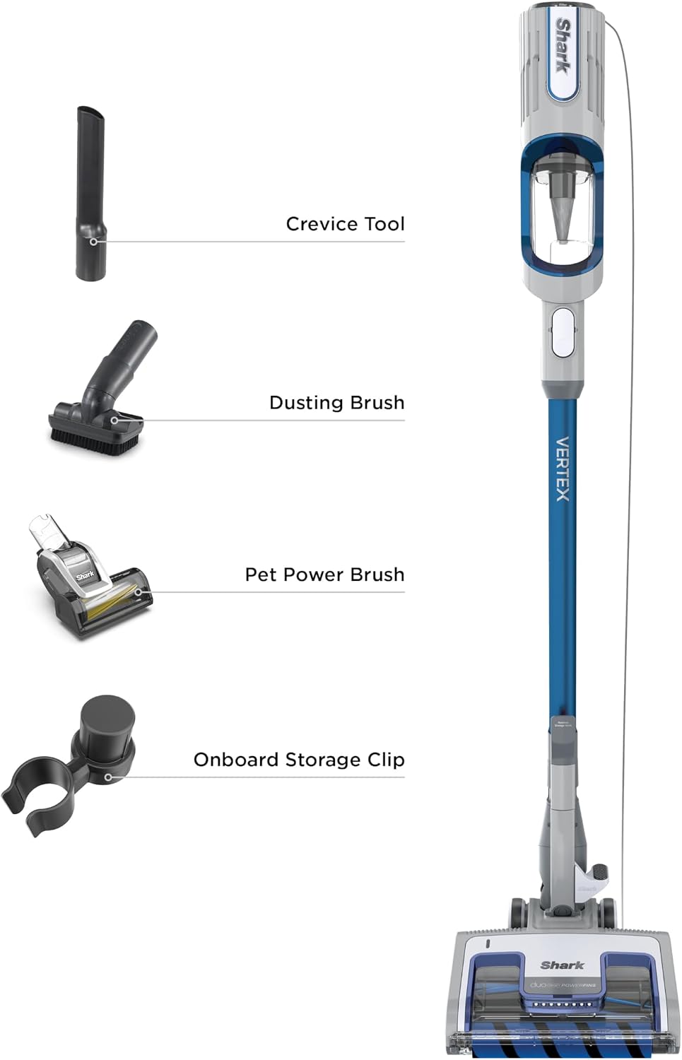 Shark | Corded Stick Vacuum Cleaner | Vertex Ultralight | Removable Handheld Vacuum | Pet Hair Vacuum for Carpet and Hard Floor | Powerful Suction | No Hair Wrap | 3 Attachments Included | HZ2002