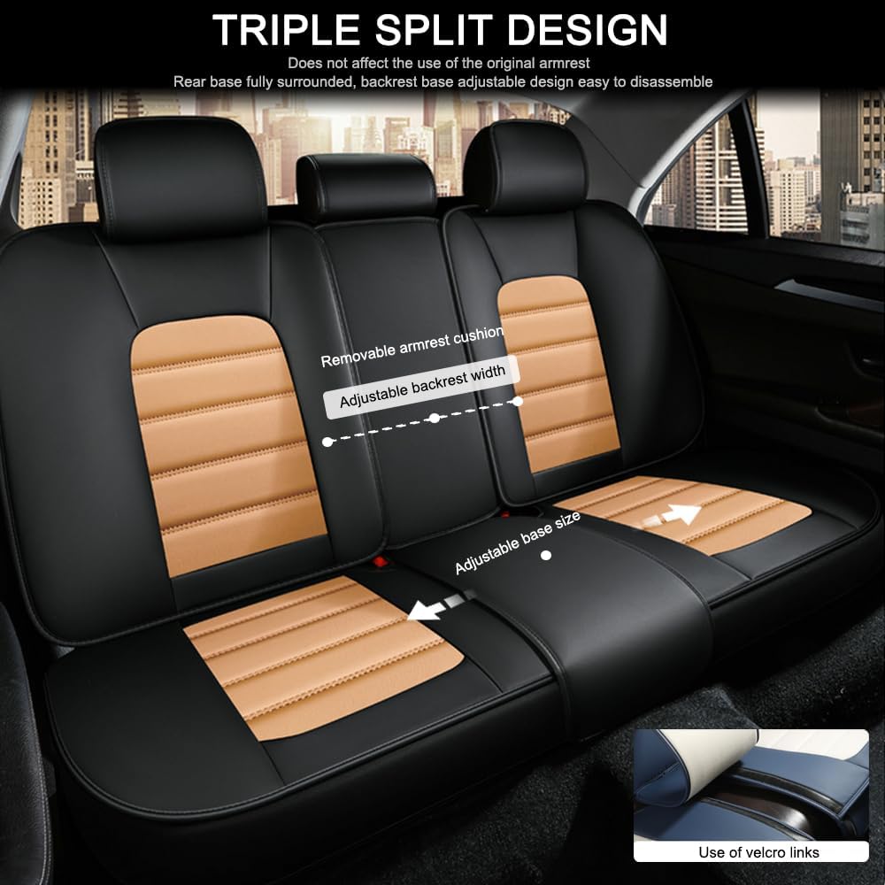 5 Seat Covers for Infiniti G35 2003-2010 Leather Car Seat Covers Waterproof Soft Car Seat Protectors Comfort Premium Automotive Seat Covers with Airbag（Luxury,Black+Orange）