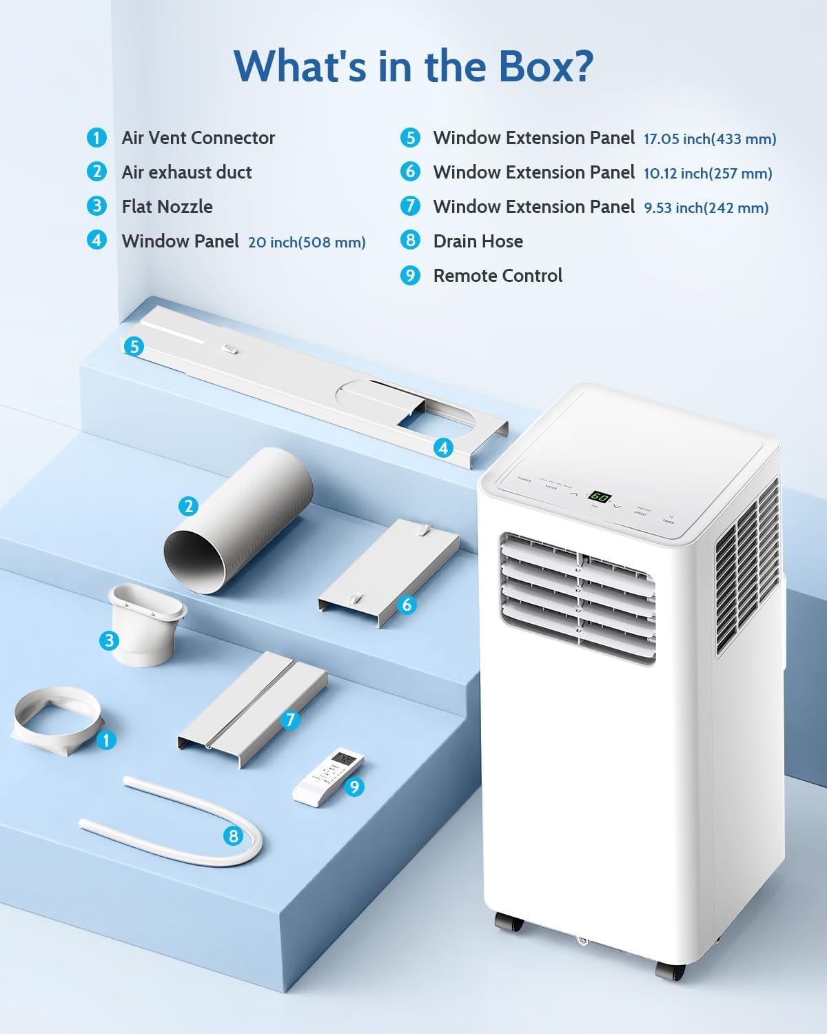 EnerGlow 10,000 BTU Portable Air Conditioners, 3-in-1 Air Conditioner Portable up to 450 sq.ft, Portable AC Unit with Cool, Fan, Dehumidifier, Sleep, 24H Timer, Remote for Bedroom