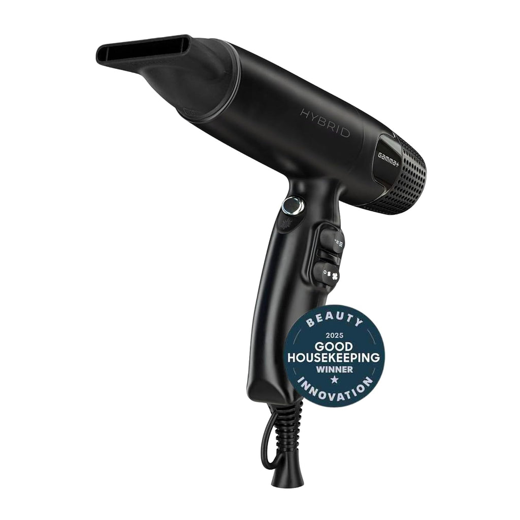 GAMMA+ Hybrid Professional Hair Dryer Lightweight, Ionic Technology, Low Noise with 2 Nozzles and Diffuser