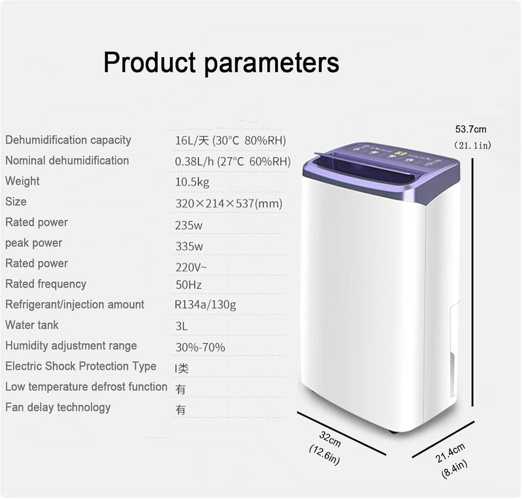 Air Purifying & Dehumidifier Combo, Home Dehumidifier, Dehumidifier with Drain Air Purifiers for Bedroom Home Pets - 16L/D,