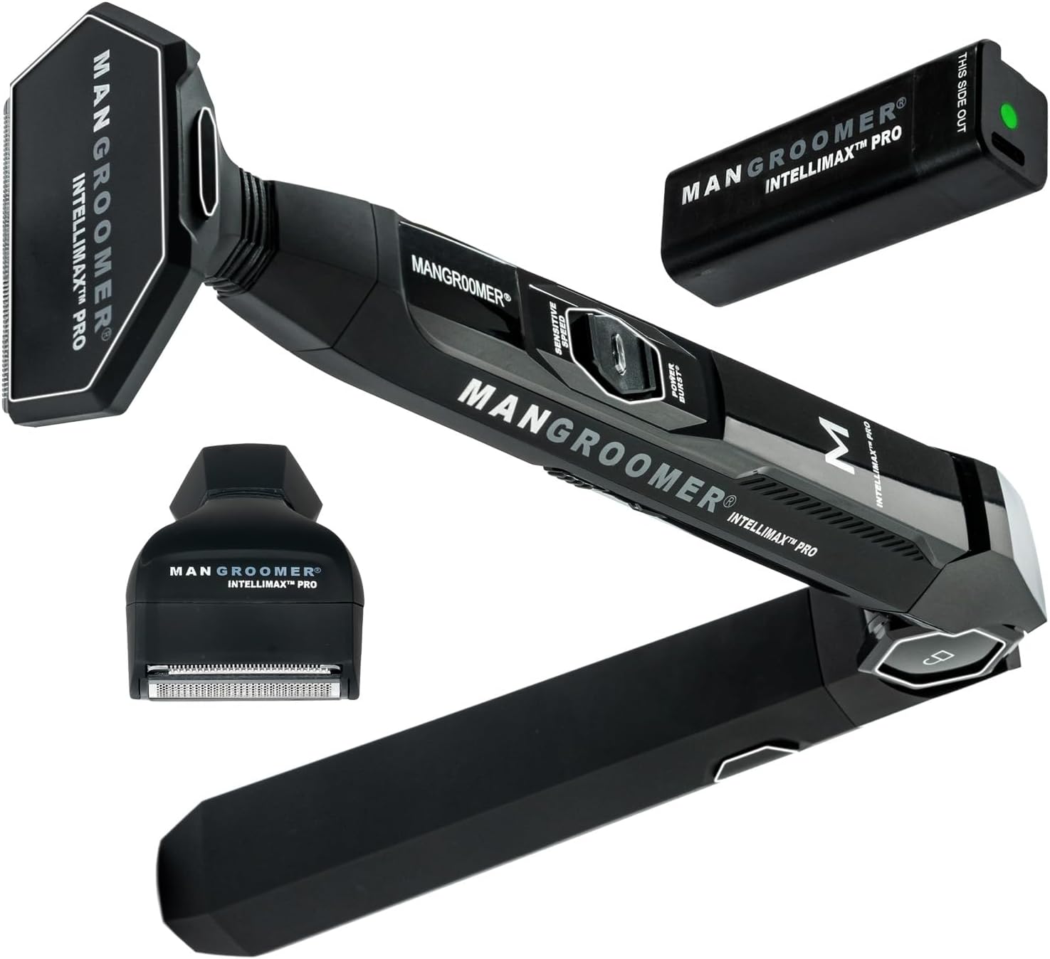 MANGROOMER - INTELLIMAX PRO - New Back Shaver with 2 Shock Absorber Flex Heads, Power Hinge, Extreme Reach Handle and Advanced 2.7' Extra-Wide Blade Design (Version 3.0)
