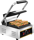 Commercial Panini Press - 1800W Commercial Electric Panini Sandwich Grill w/Nonstick Coating & Adjustable Temp, Panini Grill Press w/ 9' x 9' Cooking Pan, Double-sided Heating