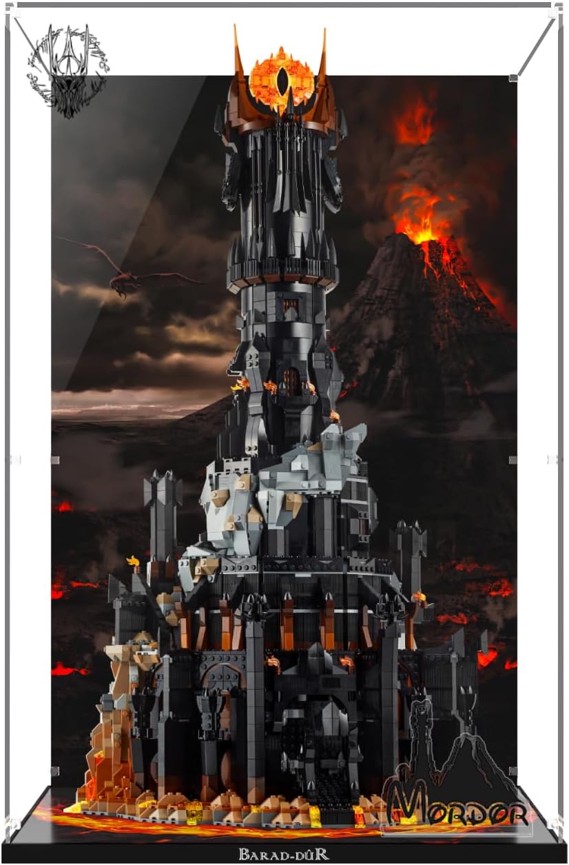 Clear Acrylic Display Case for Lego 10333 The Lord of The Rings: Barad-dûr – Dust-Proof Protective Showcase Box (Lego Set NOT Included)