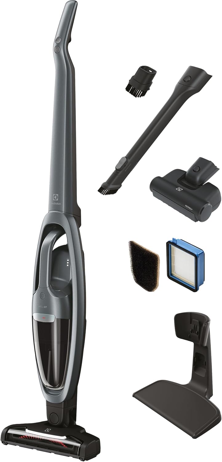 Electrolux WellQ7 Pet Cordless 2-in-1 Vacuum Cleaner with Motorized PetPro+ Nozzle for Easy Pet Hair Removal, 50-Minute Run Time, 2 Power Modes, Shale Gray