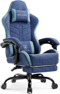 GTPLAYER Gaming Chair for Adults, Ergonomic Computer Gaming Chair with Footrest, Height Adjustable, 90-155° Recline & Removable Headrest Lumbar Support, Blue