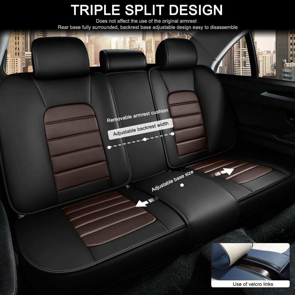 5 Seat Covers for Infiniti G35 2003-2010 Leather Car Seat Covers Waterproof Soft Car Seat Protectors Comfort Premium Automotive Seat Covers with Airbag（Standard,Black+Coffee）