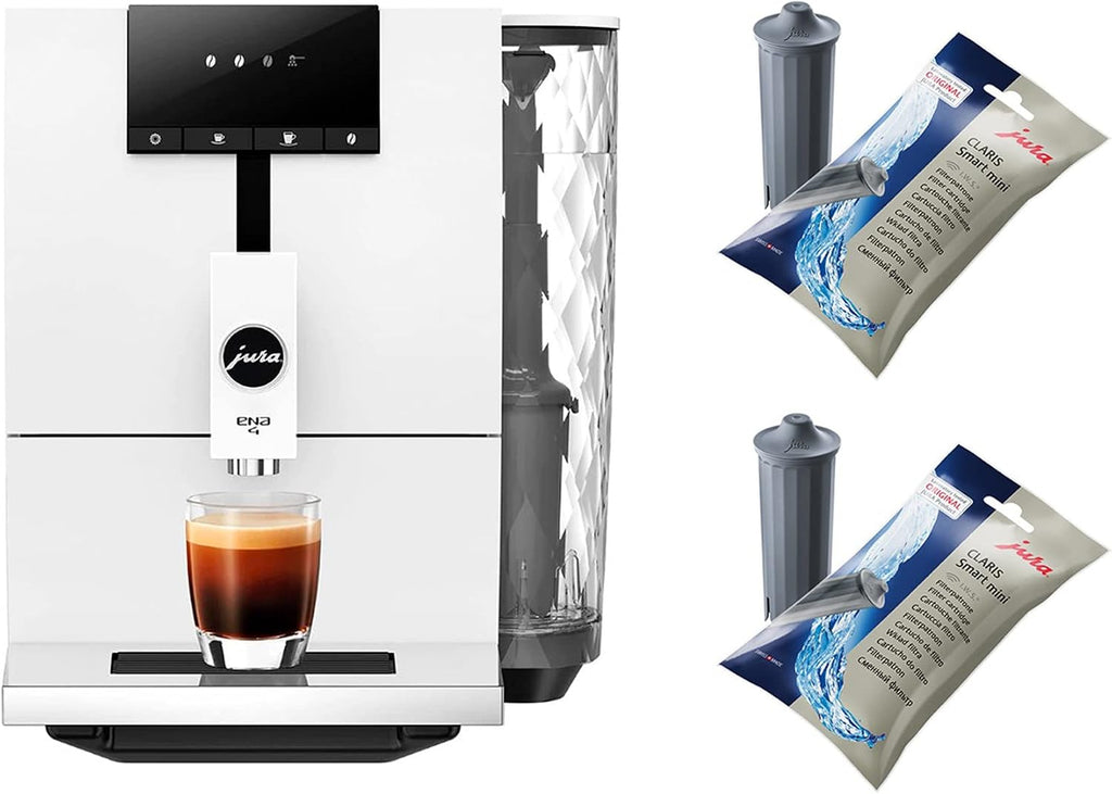 Jura ENA 4 Fully Automatic Nordic White Coffee Machine With 2 Smart Mini Walter Filters Set