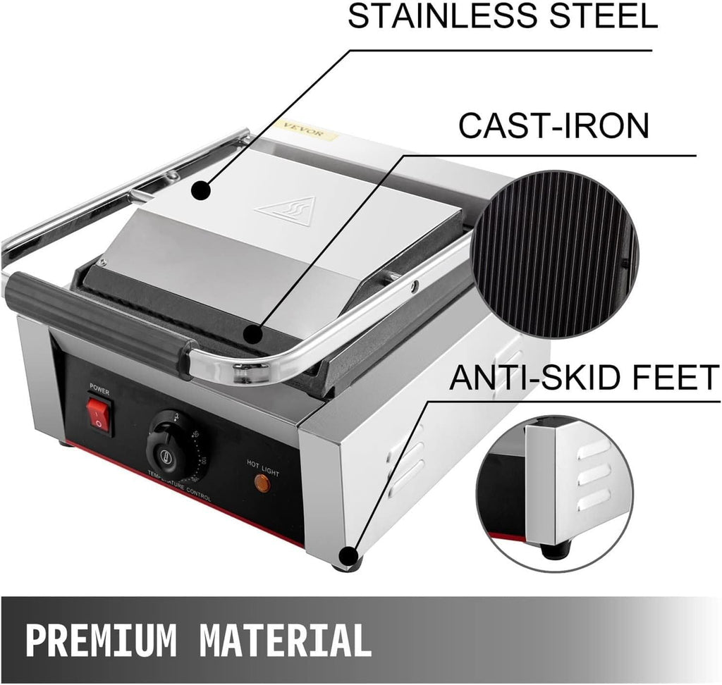 Electric Contact Grill Commercial Pancake Maker Grill, Non-Stick For Outdoor Camping Cooking Sandwiches Steaks Meats Easy To Use For Beginners And Professionals Alike ( Color : Flat and Wave Plate )
