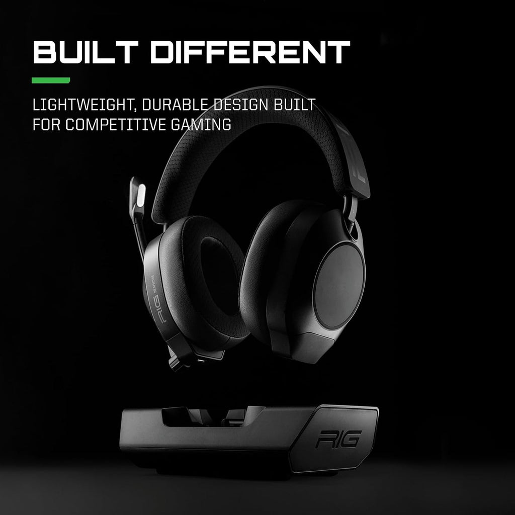 RIG R8 Spectre PRO HX Wireless Gaming Headset for Xbox Series X|S, Xbox One, PC, Mobile; Graphene Drivers, 3D Audio, Noise-Canceling Mic, Dual 2.4GHz / Bluetooth, 60-Hr Battery, RGB Charging Base