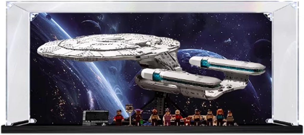 Acrylic Display Case for Lego 10356 Star Trek: Federation Starship Building Set– Dustproof Display Box & Showcase, Display Box Compatible with Lego 10356-Only Display case (Back Spray)