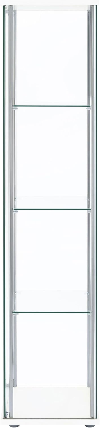 Coaster Home Furnishings - Bellatrix - Glass - 3-Shelf Curio Cabinet with Metal Frame, One Door, and Black Hardware - Living Room - 64-Inch - White - 951072