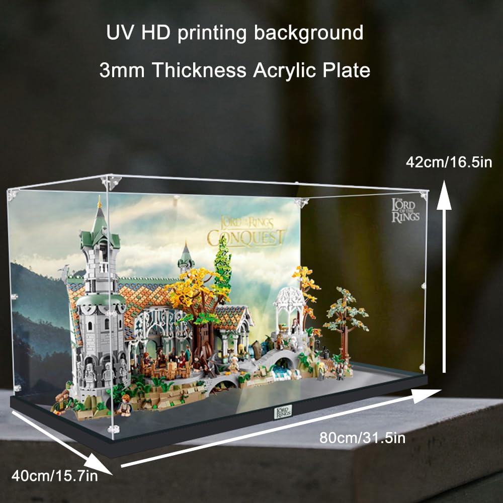 WICUS 3mm Acrylic Display Case for Lego 10316 Rivendell Dustproof Clear Display Box(NOT Included The Model)