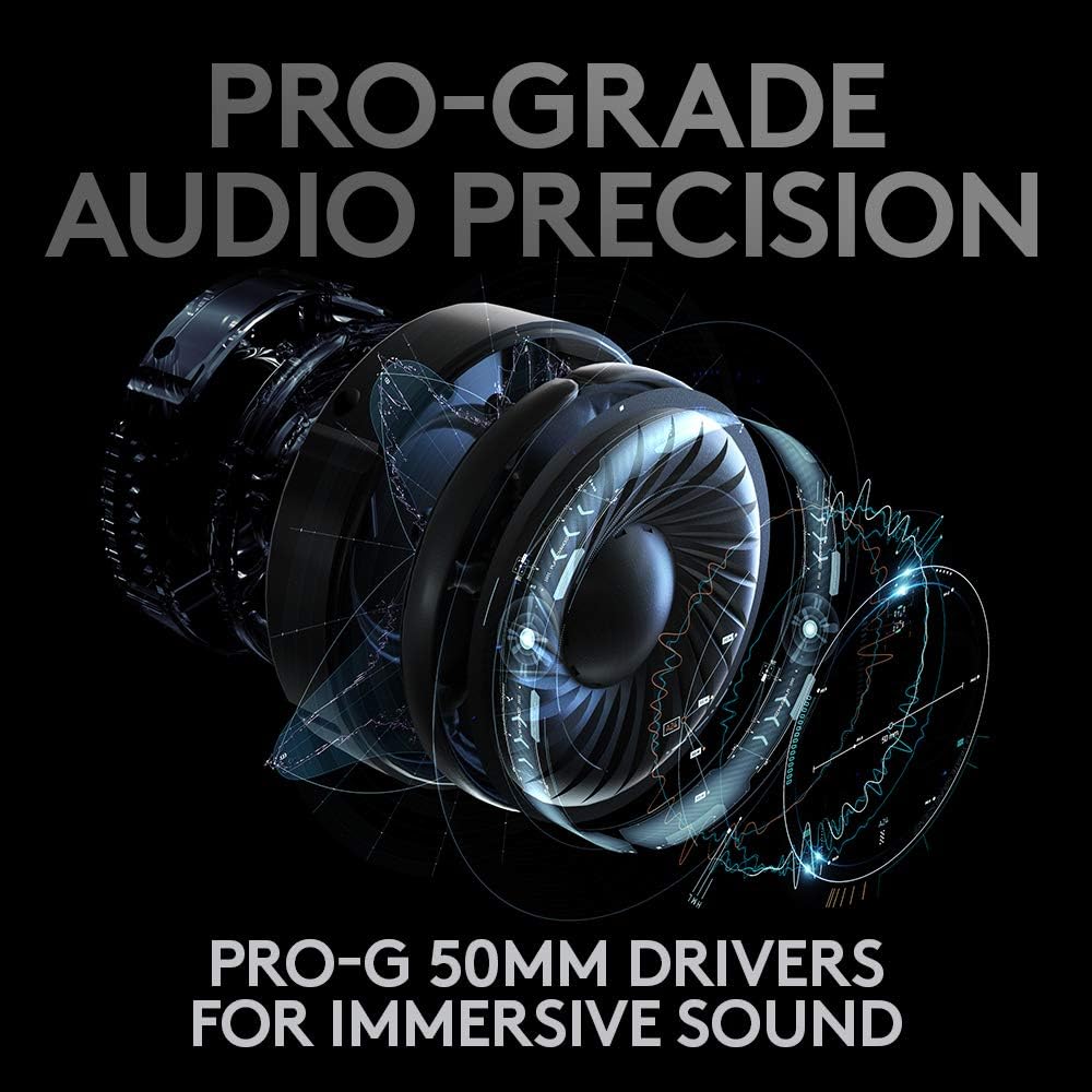 Logitech G PRO X Wireless Lightspeed Gaming Headset with Blue VO!CE Mic Filter Tech, 50 mm PRO-G Drivers, and DTS Headphone:X 2.0 Surround Sound, 20+ Hour Battery Life - Black
