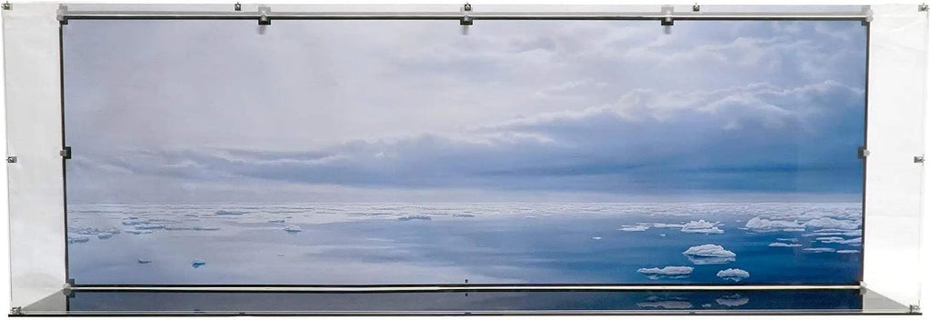 Display Case Compatible with Lego 10294 - Titanic -Acrylic Dustproof Showcase with Pre-Printed Background - Icebound Tranquility (Daytime) - Set Not Included