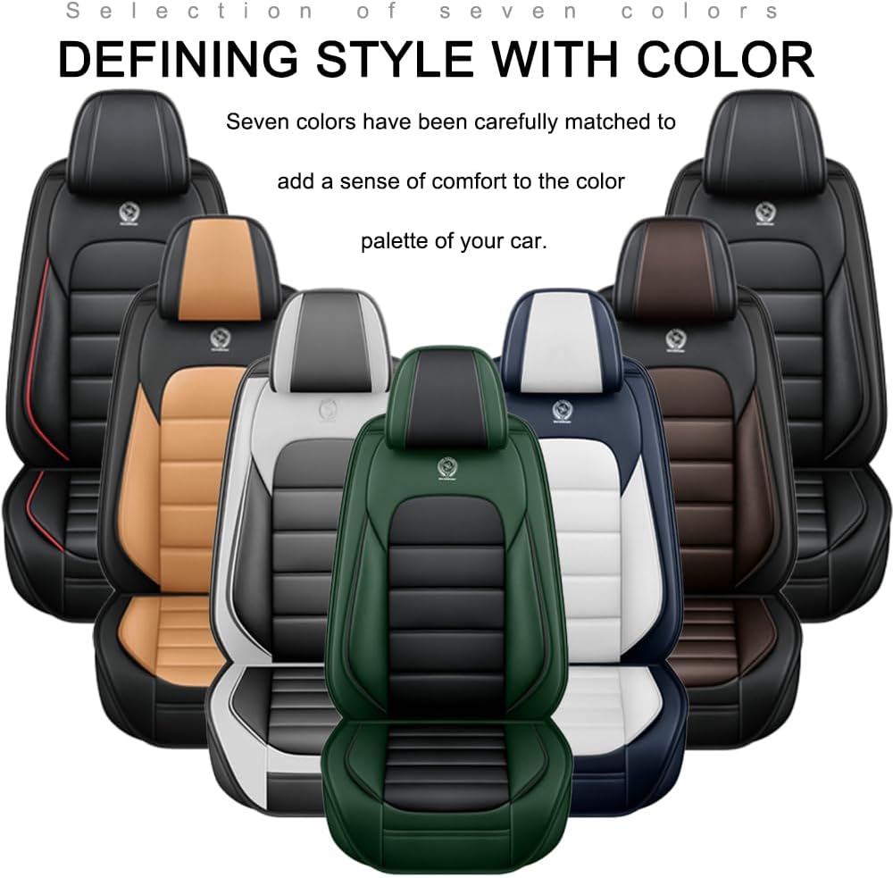 2 Seat Covers for Volvo XC90 2006-2024 Leather Car Seat Covers Waterproof Soft Car Seat Protectors Comfort Premium Automotive Seat Covers with Airbag（Standard,White+Gray）