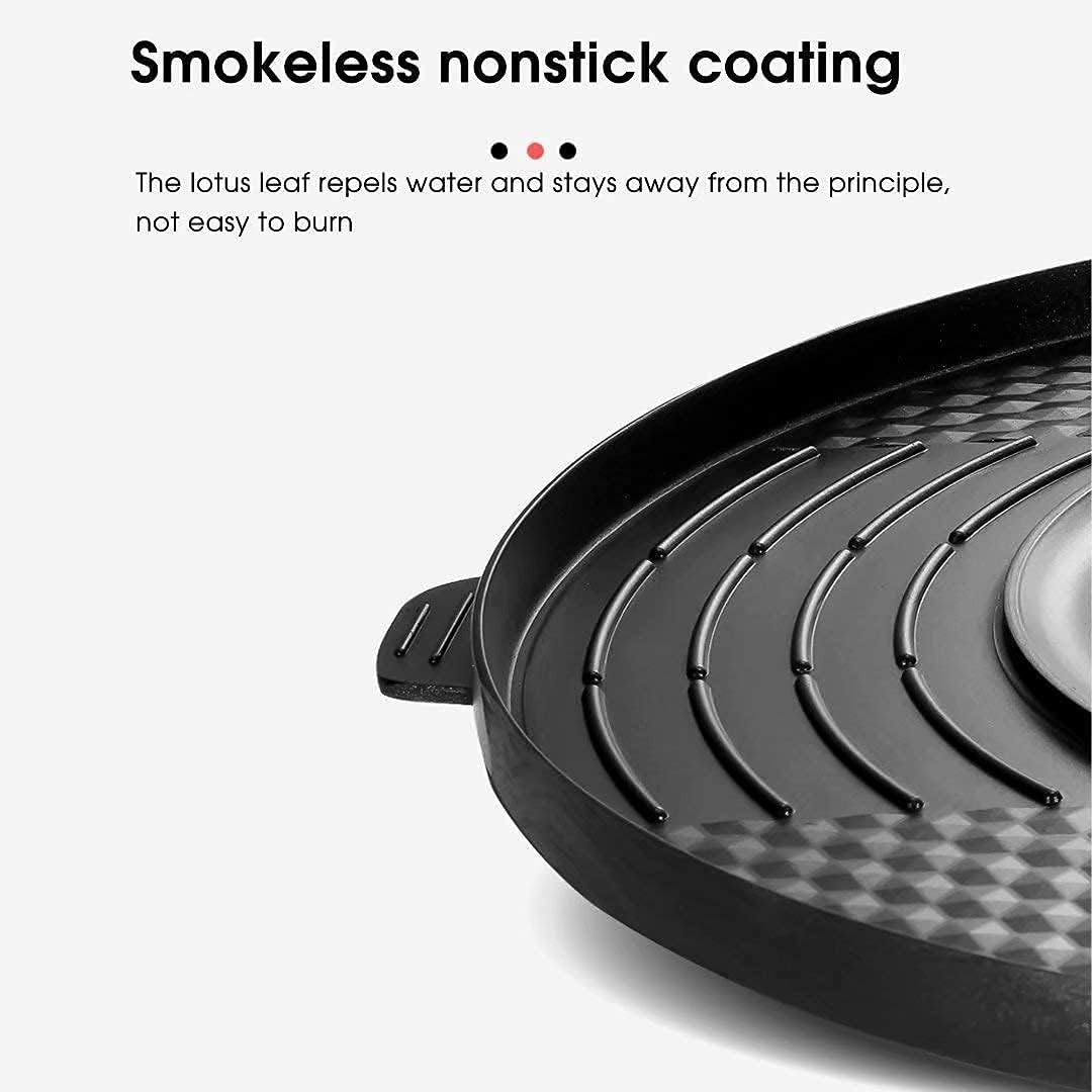 Portable Electric Grill,2-in-1 Electric Smokeless Grill Hotpot,Extra Large Surface Nonstick Pan,Adjustable Temperature Range 0°-1200°C,Indoor and Outdoor Use Useful (Black A)