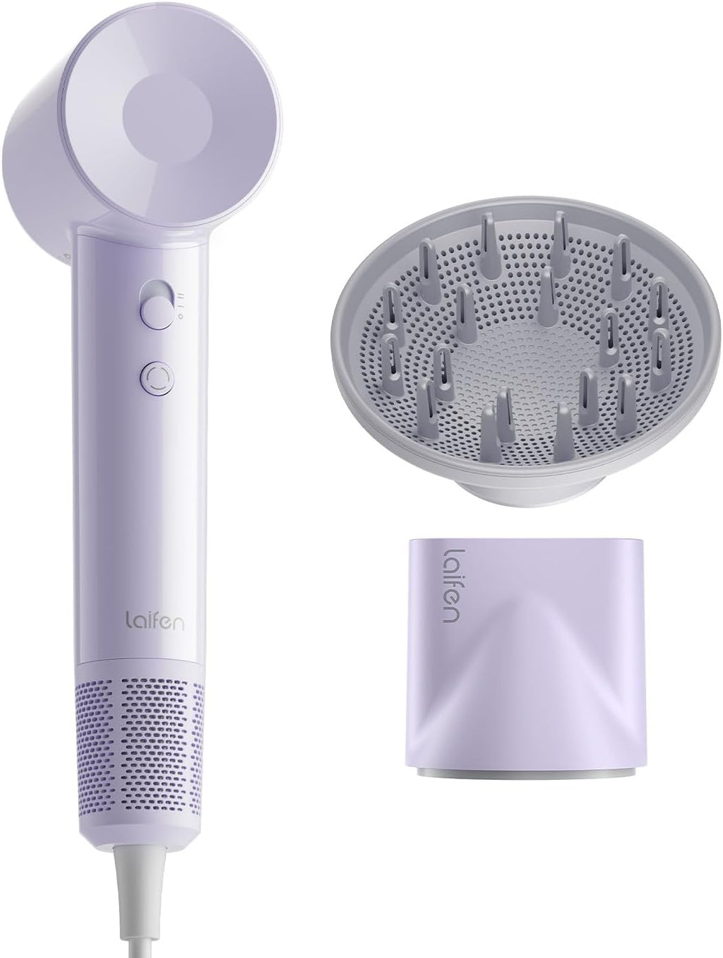 Laifen SE Lite Hair Dryer, Negative Ionic Blow Dryer with 100,000 RPM Brushless Motor for Fast Drying, High-Speed Low Noise Hair Dryer with Lightweight Design and 2 Nozzles Purple, HD110