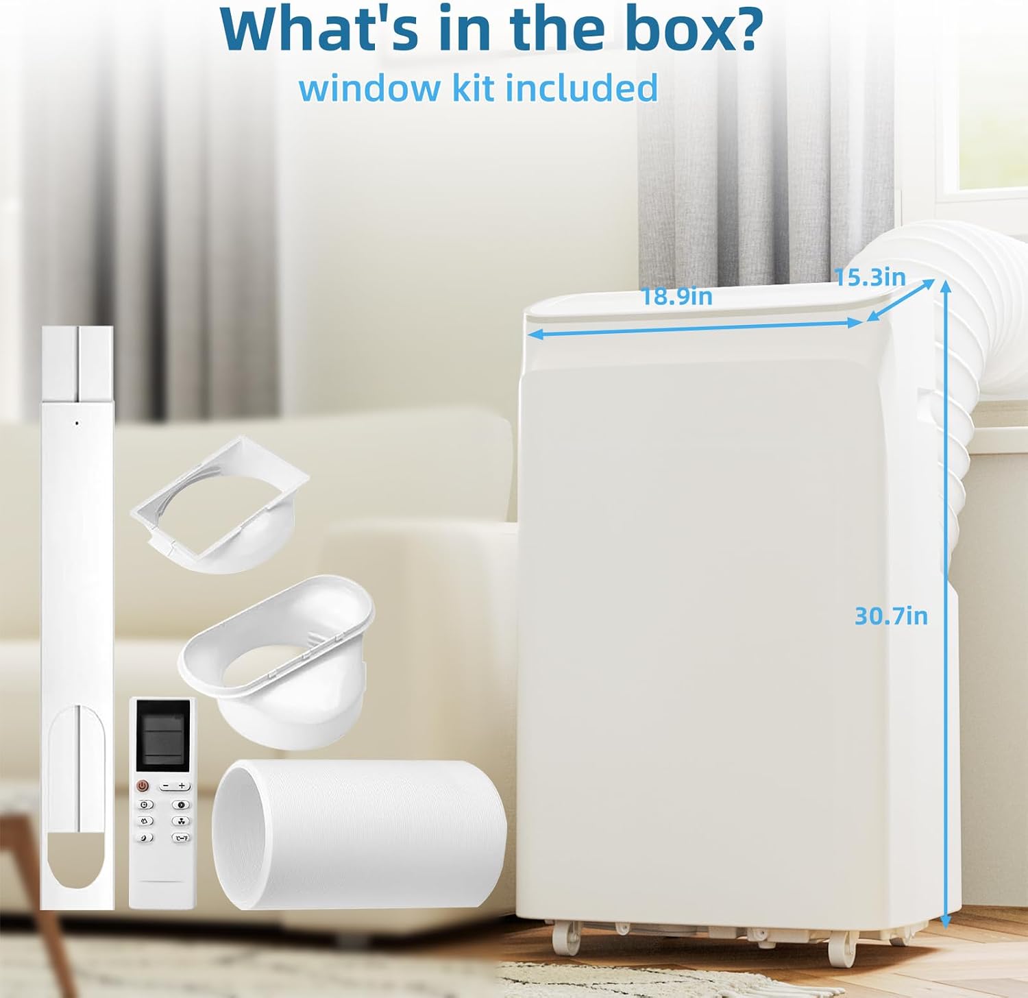 12000 BTU Portable Air Conditioners Cools Up to 550 Sq.Ft, 3-In-1 Portable AC Unit With Dehumidifier, Fan, Cooling Mode & Window Kit, Room Air Conditioner Portable for Bedroom, Living Room, Office