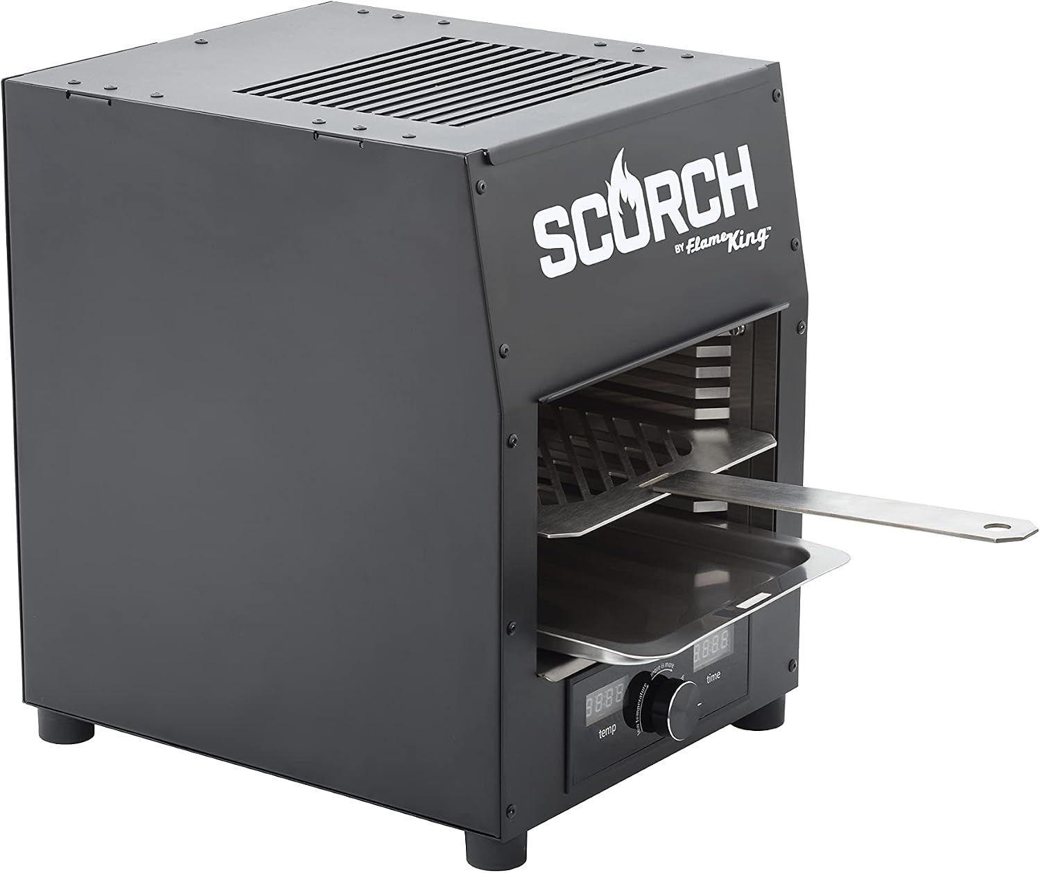 Flame King Scorch Smokeless Infrared Electric Broiler for Indoor Use, Fits on Kitchen Counter, Insulated, Comes with Broiler Tray Black