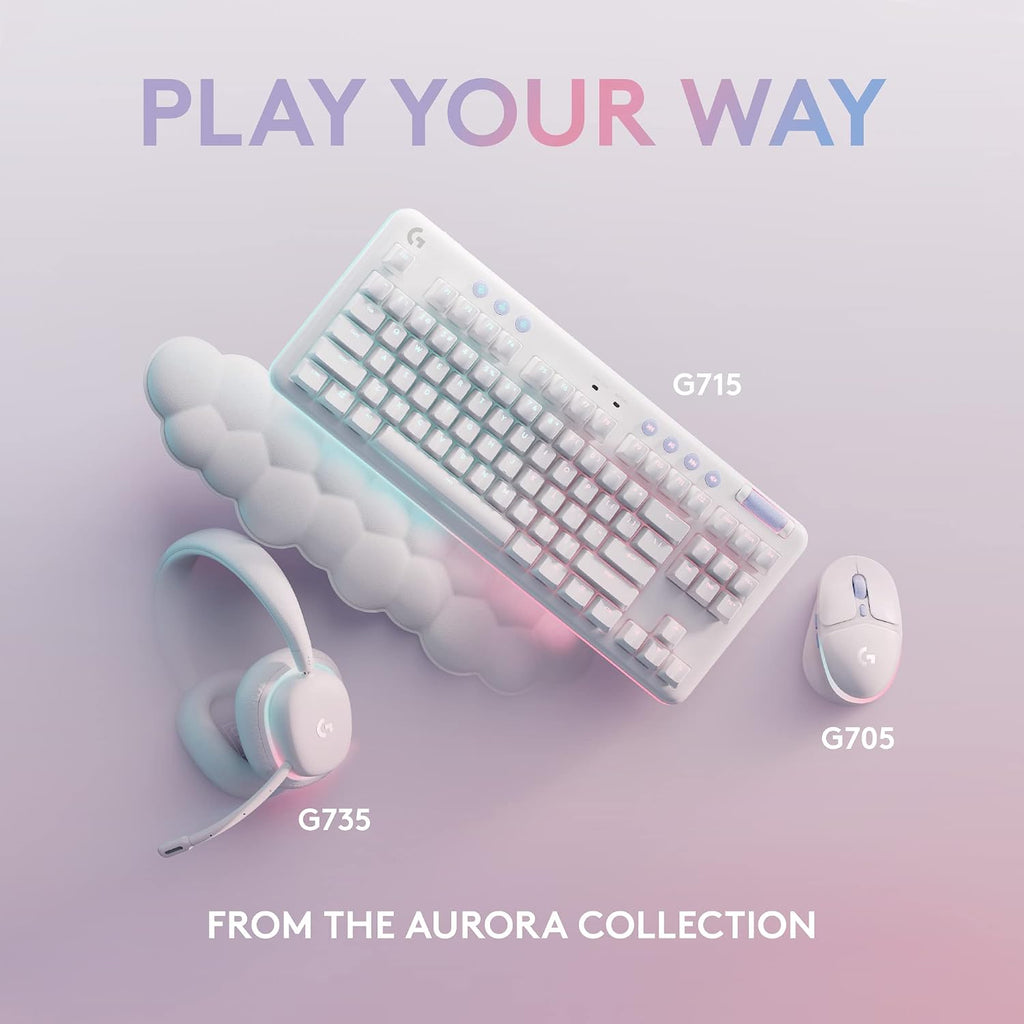 Logitech G713 Wired Gaming Keyboard with LIGHTSYNC RGB Lighting, Tactile Switches (GX Brown), and Keyboard Palm Rest, PC and Mac Compatible, White Mist