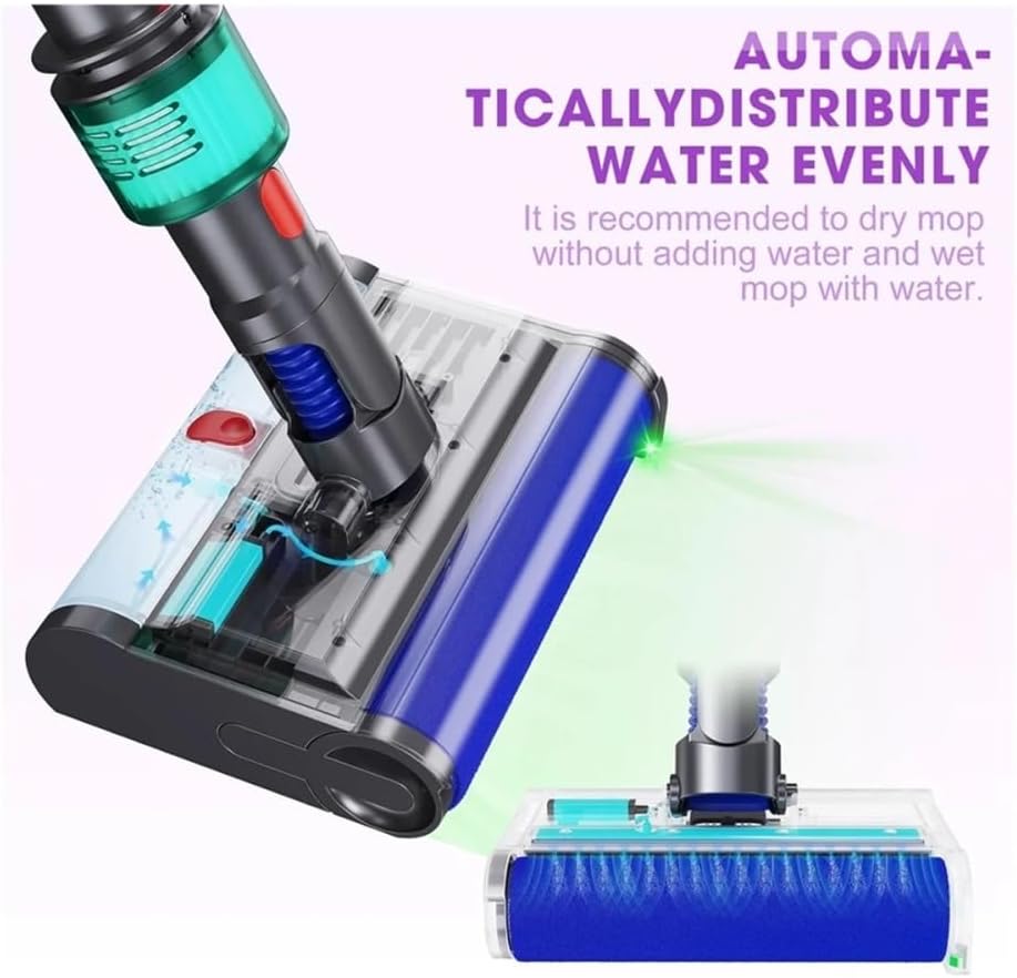 Brush Head Compatible with Dyson V7 V8 V10 V11 V15 Vacuum Cleaner, Electric Floor Mop with Clean and Dirty Water Tank for Carpets